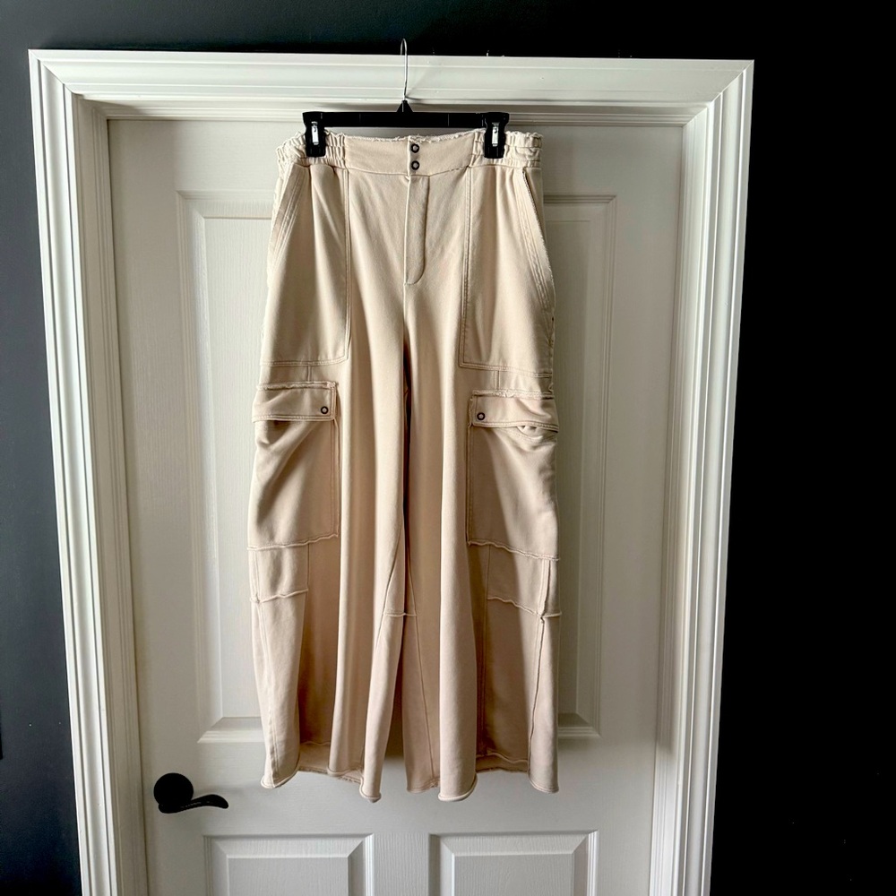 Anthropologie Cream Wide Leg Pants